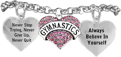 Gymnastic Never Give Up, Never Quit...Bracelet Hypoallergenic, Safe-Nickel, Lead & Cadmium Free!