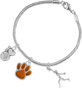 Orange Paw Basketball Jewelry, Adjustable, Safe-Hypoallergenic, Nickel, Lead Free