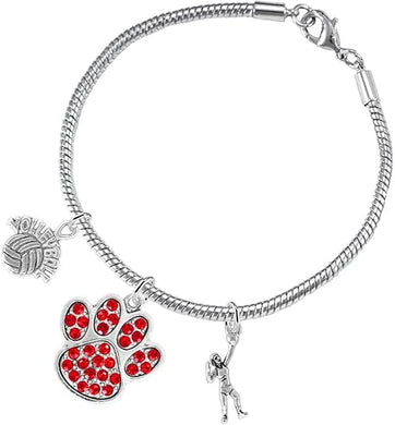 Red Crystal Paw Volleyball, Adjustable, Safe-Hypoallergenic, Nickel, Lead and Cadmium Free