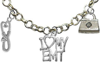 EMT, I Love My EMT, Paramedic, Adjustable Charm Necklace, Hypoallergenic, Safe-Nickel, Lead, Free