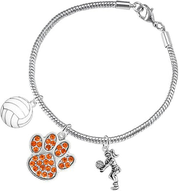 Orange Crystal Paw Volleyball, Adjustable, Safe-Hypoallergenic, Nickel, Lead Free