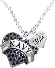 Navy Mom Blue Crystal Heart Necklace, Adjustable, Hypoallergenic, Will NOT Irritate Anyone with Sensitive Skin. Safe- Nickel, Lead and Cadmium Free