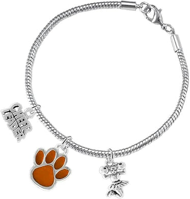 Orange Paw Cheer 3 Charm Bracelet Safe-Hypoallergenic, Nickel, Lead and Cadmium Free