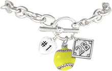 Softball Charm Bracelet . "Choose The Position You Play", Hypoallergenic Safe-Nickle, Lead, Cadmium Free.