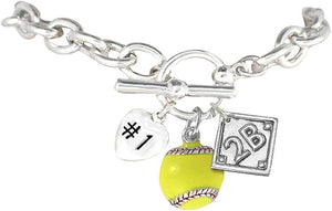 Softball Charm Bracelet . "Choose The Position You Play", Hypoallergenic Safe-Nickle, Lead, Cadmium Free.