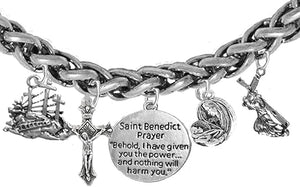 Saint Benedict Prayer-Crucifix-Mary with Christ Child, Calvary, Protect Me from Harm, from Evil, from The Devil. Nickle, Lead Cadmium Free