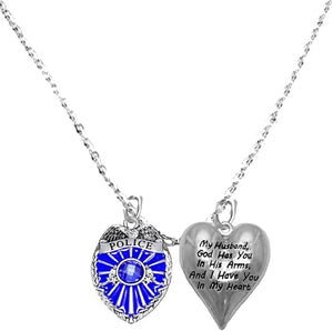 Policeman, My Husband, God Has You In His Arms, I Have You In My Heart, Adjustable Necklace, Hypoallergenic, Safe-No Nickel, Lead,or Cadmium
