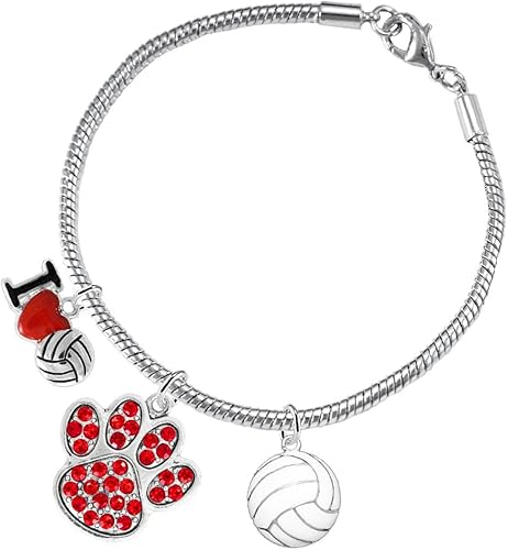 Red Crystal Paw Volleyball, Adjustable, Safe-Hypoallergenic, Nickel, Lead and Cadmium Free