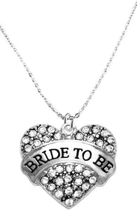 Bride To Be Crystal Heart Necklace, Safe-Nickel, Lead & Cadmium Free!