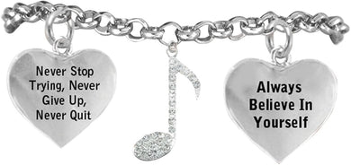 Crystal Music Note Hypoallergenic Adjustable Bracelet, Safe-Nickel, Lead Free