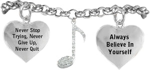 Crystal Music Note Hypoallergenic Adjustable Bracelet, Safe-Nickel, Lead Free