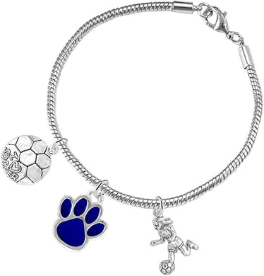 The, Soccer Jewelry Blue Paw Hypoallergenic Adjustable, Safe-Nickel, Lead Free