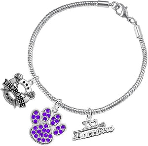 Lacrosse Jewelry, Purple Crystal Paw Jewelry, Hypoallergenic Safe-Nickel, Lead and Cadmium Free!
