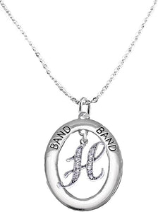 School Band, Music, Orchestra Jewelry, Hypoallergenic Adjustable Necklace, Safe-Nickel, Lead and Cadmium Free (Crystal H)