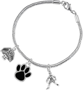 Black Paw Basketball Jewelry, Adjustable, Safe-Hypoallergenic, Nickel, Lead Free