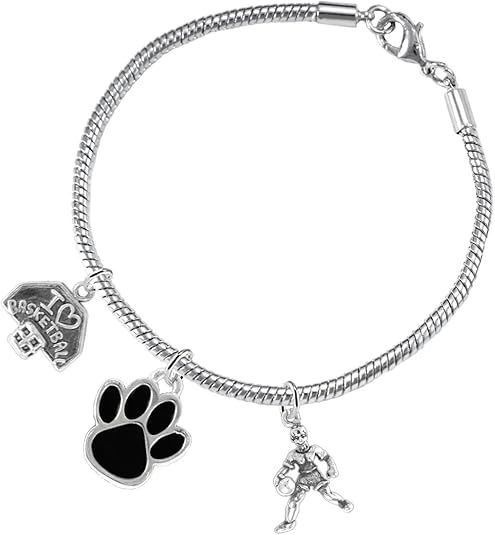 Black Paw Basketball Jewelry, Adjustable, Safe-Hypoallergenic, Nickel, Lead Free
