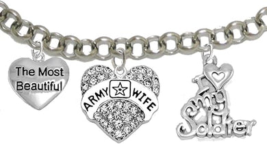 Army Wife, I Love My Soldier, Adjustable Hypoallergenic, Safe-Nickel, Lead, Cadmium Free