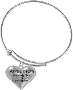 Army, My Son is My Hero Adjustable Bracelet, Hypoallergenic, Safe-Nickel, Lead, Cadmium Free