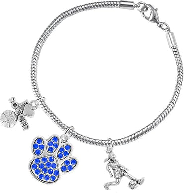 The, Soccer Jewelry Blue Crystal Paw Hypoallergenic Adjustable, Safe-Nickel, Lead Free