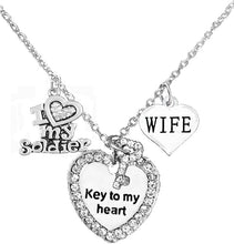 Army Wife Genuine Crystal, Key to My Heart & I Love My Soldier, Adjustable Hypoallergenic, Safe-Nickel, Lead, Cadmium Free