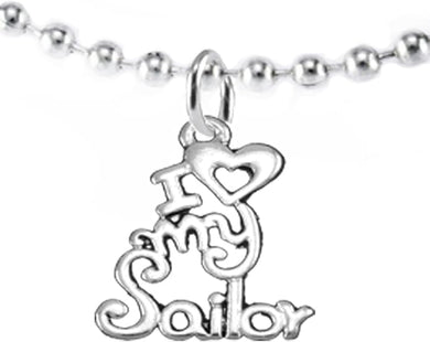 Navy, I Love My Sailor, Necklace Hypoallergenic, Safe-Nickel, Lead, Cadmium Free