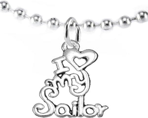 Navy, I Love My Sailor, Necklace Hypoallergenic, Safe-Nickel, Lead, Cadmium Free