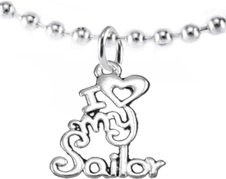 Navy, I Love My Sailor, Necklace Hypoallergenic, Safe-Nickel, Lead, Cadmium Free