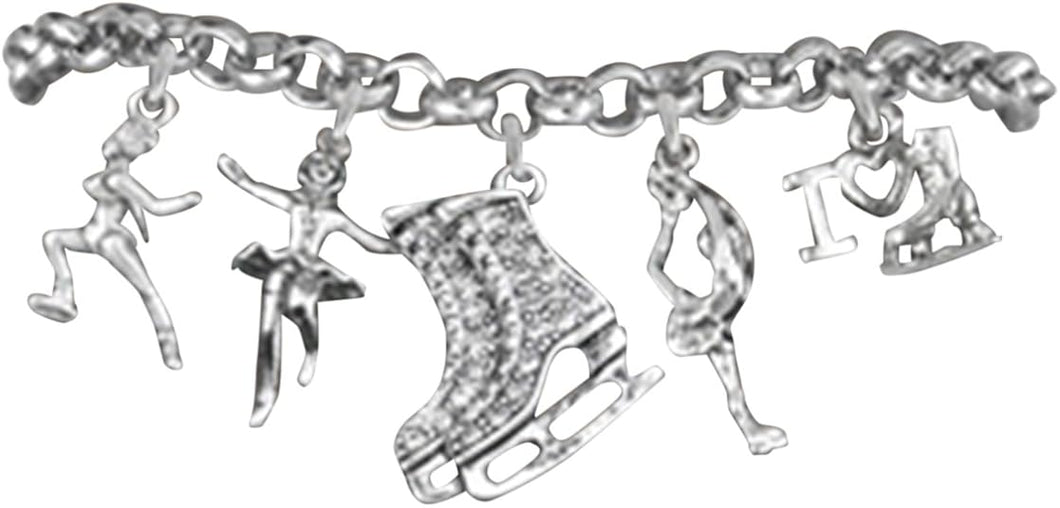Ice Skates, I Love Ice Skating Hypoallergenic Adjustable Bracelet