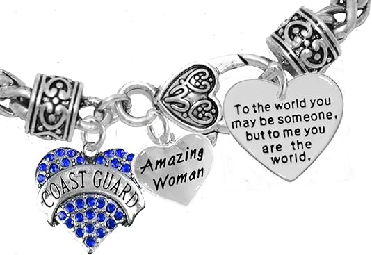 Coast Guard Amazing Women, to The World You May Be Someone Charm Bracelet, Hypoallergenic, Safe- Nickel, Lead, and Cadmium Free