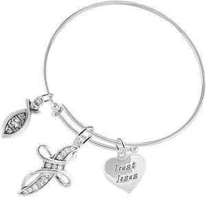 Christian 3 Charm Adjustable Bracelet Hypoallergenic, Safe-Nickel, Lead, Free