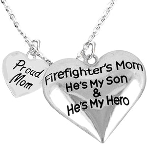 Firefighter, Proud Mother, My Son is My Hero Adjustable Necklace, Hypoallergenic, Safe-Nickel, Lead, Cadmium Free