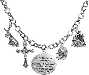 Saint Benedict Crucifix-Mary with Christ Child, Prayer, Calvary, Protect Me from Harm, from Evil, from The Devil. Nickle, Lead Cadmium Free
