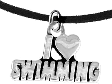 I Love Swimming, Necklace Adjustable Hypoallergenic, Safe-Nickel, Lead & Cadmium Free!