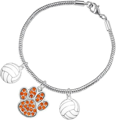 Orange Crystal Paw Volleyball, Adjustable, Safe-Hypoallergenic, Nickel, Lead Free