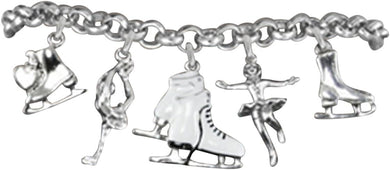 Ice Skating Charm Bracelet, Hypoallergenic, Adjustable, Nickle and Lead Free! Fits Everyone.