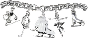 Ice Skating Charm Bracelet, Hypoallergenic, Adjustable, Nickle and Lead Free! Fits Everyone.