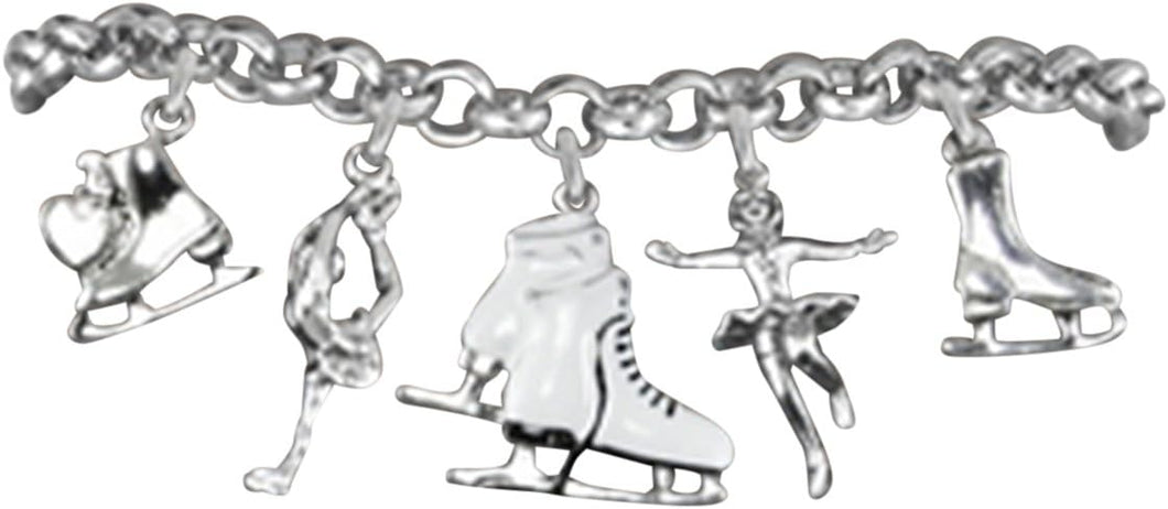 Ice Skating Charm Bracelet, Hypoallergenic, Adjustable, Nickle and Lead Free! Fits Everyone.