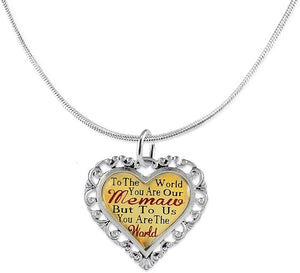 Memaw Heart Charm Necklace Hypoallergenic, Adjustable, Safe, Nickel, Lead & Cadmium Free!
