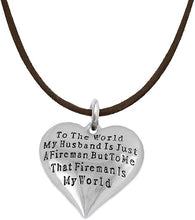 My Firefighter is My World, Wife Adjustable Necklace, Hypoallergenic, Safe-Nickel, Lead, Cadmium Free