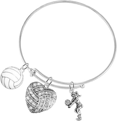Crystal Heart Volleyball, Adjustable, Safe-Hypoallergenic, Nickel, Lead and Cadmium Free