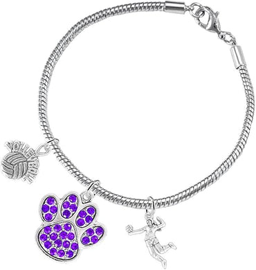 Purple Crystal Paw Volleyball, Adjustable, Safe-Hypoallergenic, Nickel, Lead Free