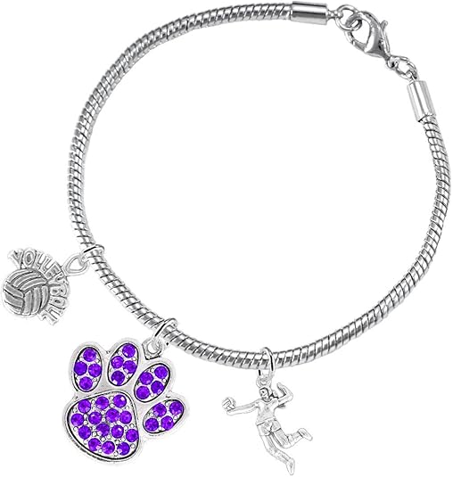 Purple Crystal Paw Volleyball, Adjustable, Safe-Hypoallergenic, Nickel, Lead Free