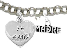 Te Amo Madre Adjustable Bracelet, Hypoallergenic, Safe-Nickel, Lead, Cadmium Free