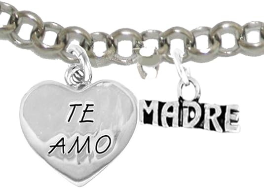 Te Amo Madre Adjustable Bracelet, Hypoallergenic, Safe-Nickel, Lead, Cadmium Free