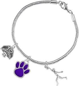 Purple Paw Basketball Jewelry, Adjustable, Safe-Hypoallergenic, Nickel, Lead Free