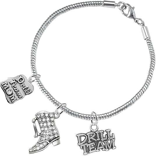 Drill Team Jewelry, Cute Looking 3 Charm Bracelet Hypoallergenic, Safe-Nickel, Lead, and Cadmium Free