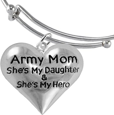 Army, Enlisted Daughter, My Daughter is My Hero Bracelet, Hypoallergenic, Safe-Nickel, Lead, Cadmium Free