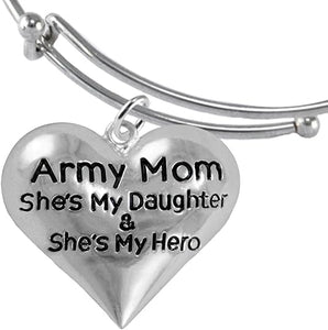 Army, Enlisted Daughter, My Daughter is My Hero Bracelet, Hypoallergenic, Safe-Nickel, Lead, Cadmium Free