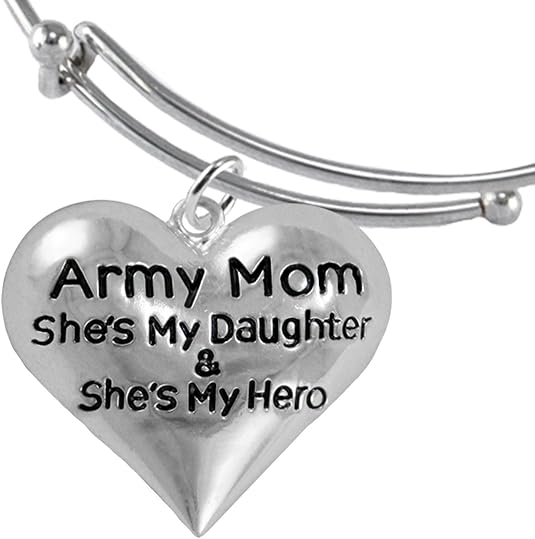 Army, Enlisted Daughter, My Daughter is My Hero Bracelet, Hypoallergenic, Safe-Nickel, Lead, Cadmium Free