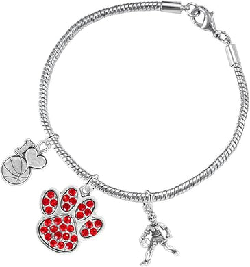 Red Paw Crystal Basketball Jewelry, Adjustable, Safe-Hypoallergenic, Nickel, Lead Free